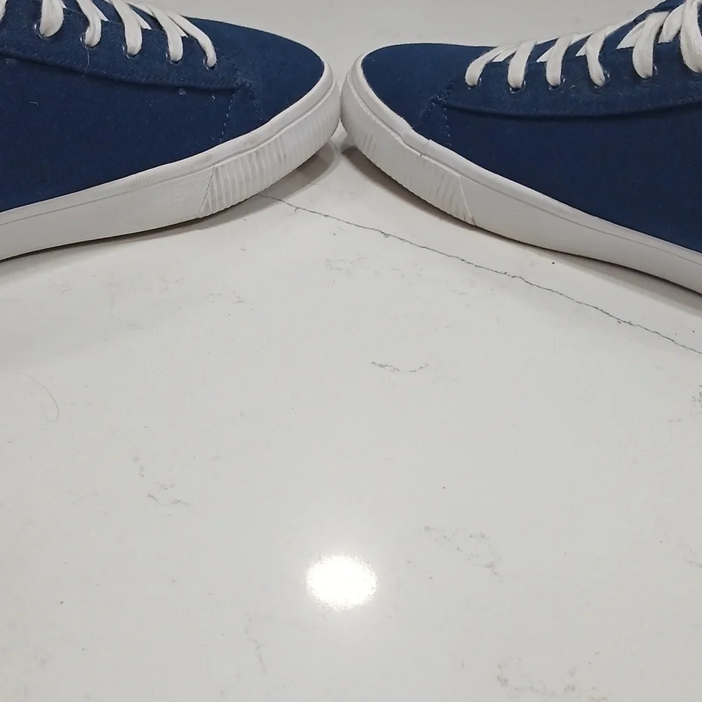 TOMS Men's Blue Canvas Sneakers. Size 10.5, pre-owned excellent conditions